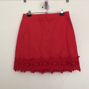 Red Skirt with Lace Trim Bottom from J.Crew - Sz 4